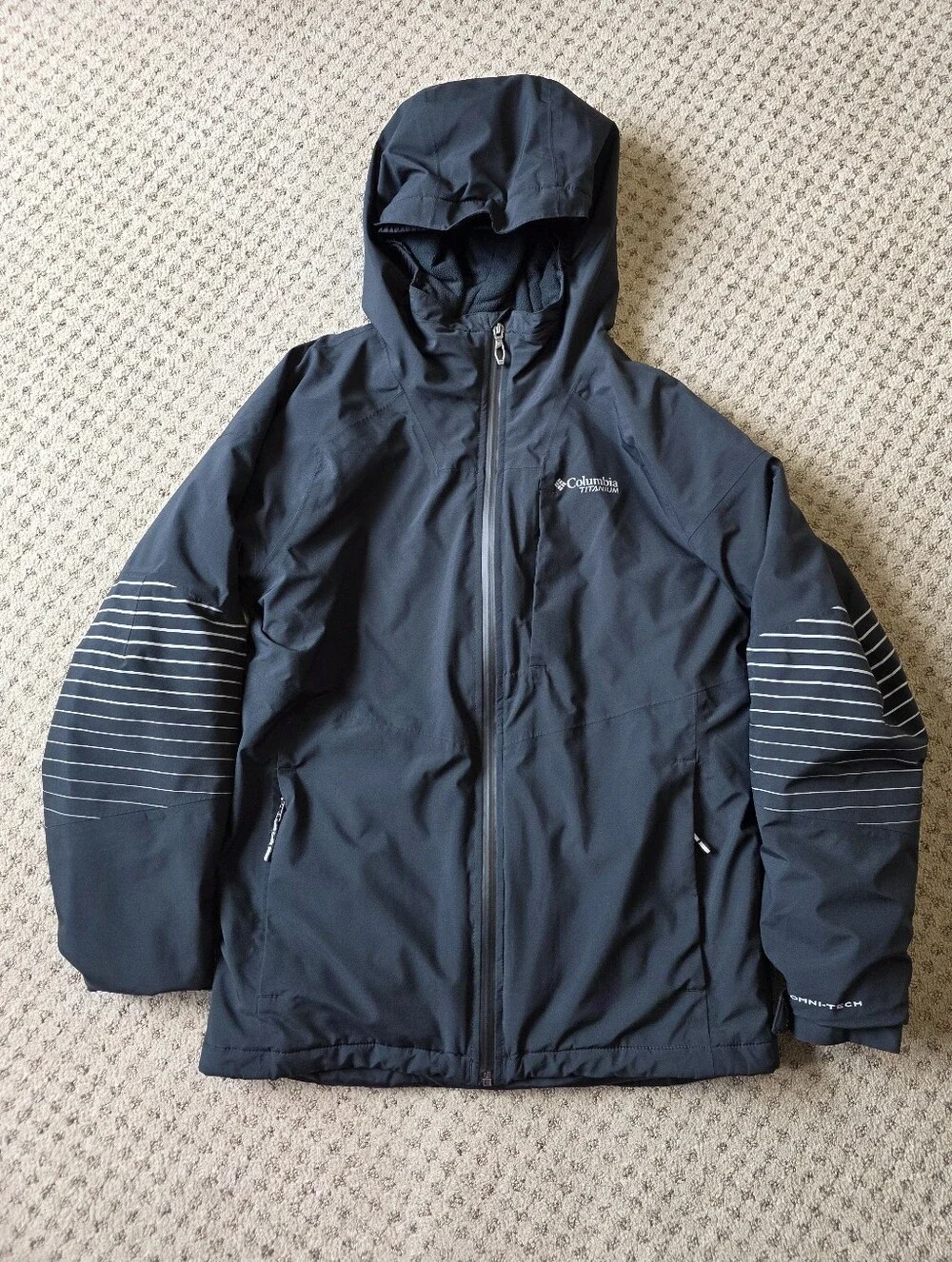 Columbia Titanium Kids Black Jacket with Reflective Accents